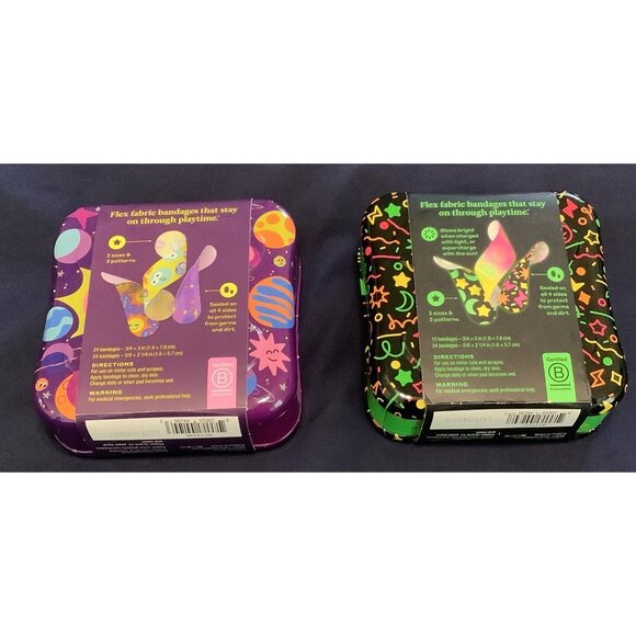 2 Welly Flex Fabric Adhesive Bandages Glow In The Dark Assorted Outer Space Star - Picture 2 of 5